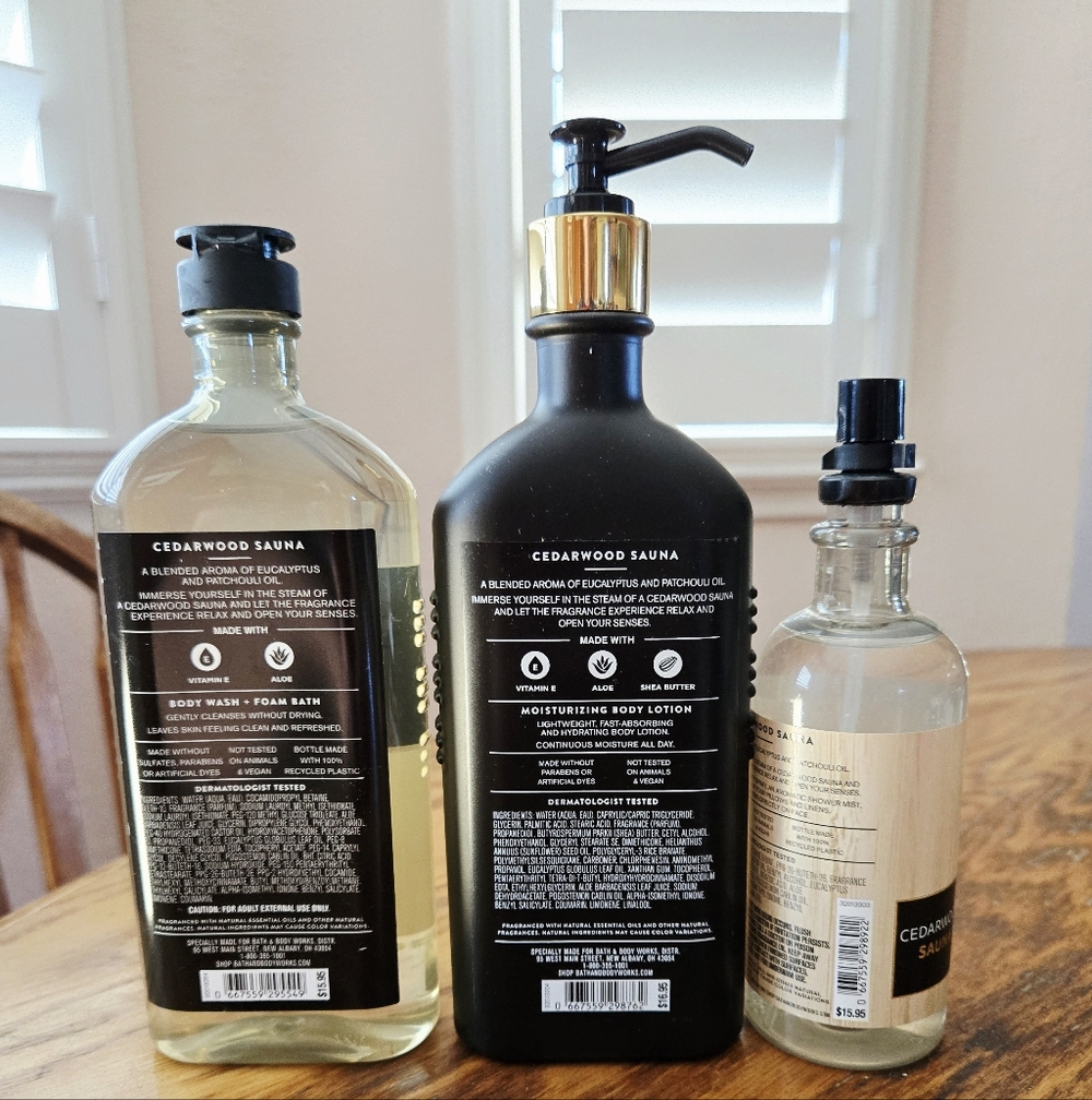 🛍BOGO 50% OFF🫧🧴🛁NWT‼️BBW Aromatherapy "Cedarwood Sauna" 3-piece Collection - Picture 3 of 10